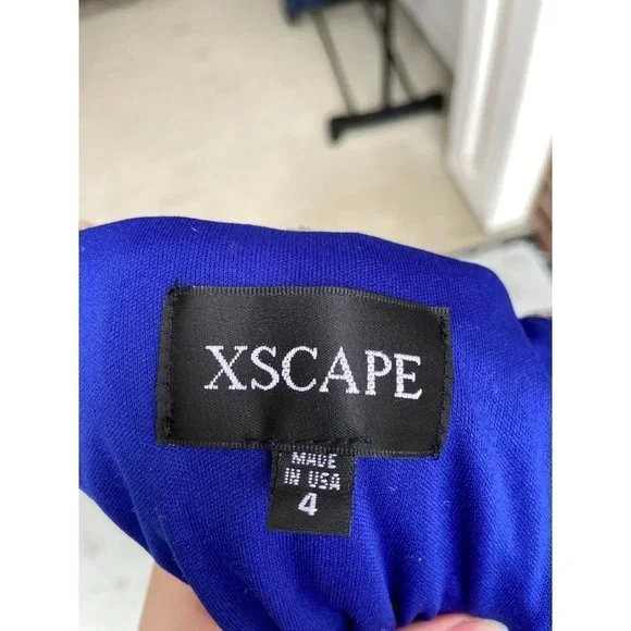 𝅺nwt Xscape Blue Beaded Evening Gown Size 4 - Picture 8 of 9